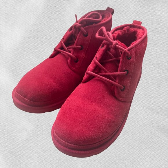 🔥 Red UGG Neumel Ankle Boots Men's 9/Women's 10.5 Like New! Sherpa Cozy - Picture 13 of 17